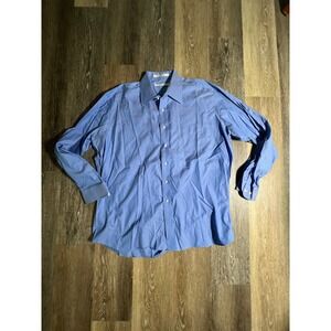 Forsyth of Canada Button Down‎ Shirt Mens 18 36/37 Blue Excellent Wrinkle Free